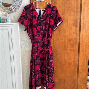 Lane Bryant Pink and Black Floral Dress Sz 20